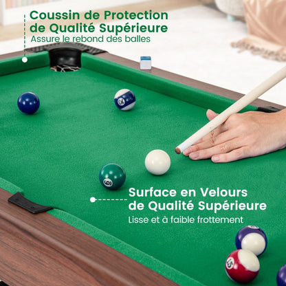Table De Billard De 122 Cm En Bois Avec Jeu Complet De Boules 2 Queues De Billard 2 Craies Triangle Brosse Table Compacte Bleu/Vert